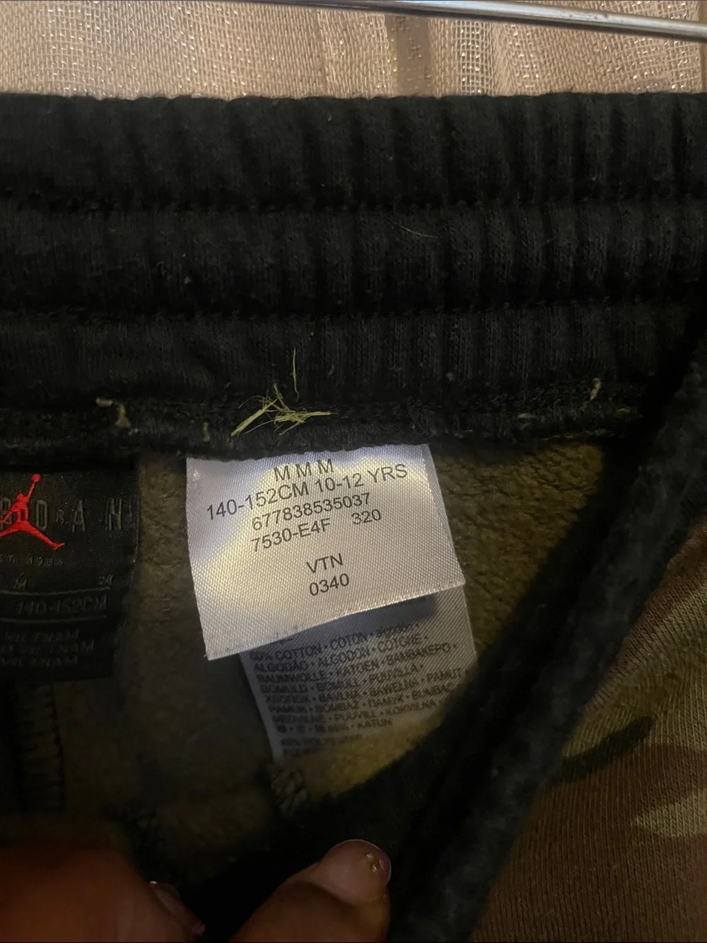Nike Kids Camo Joggers with Black Side Panels and Red Drawstring